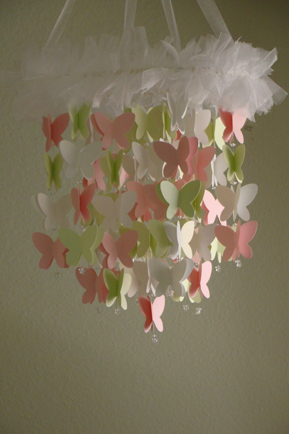 Pink Green White Shimmer Butterfly Baby Mobile Available in many color combos