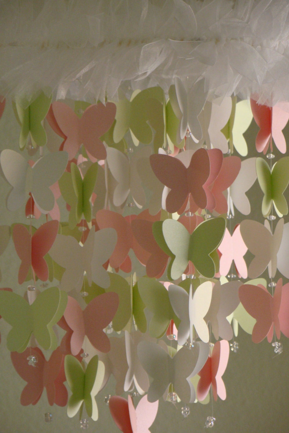 Pink Green White Shimmer Butterfly Baby Mobile Available in many color combos