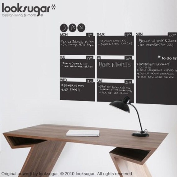 Weekly planner chalkboard wall decal- Vinyl Sticker Modern Contemporary Calendar