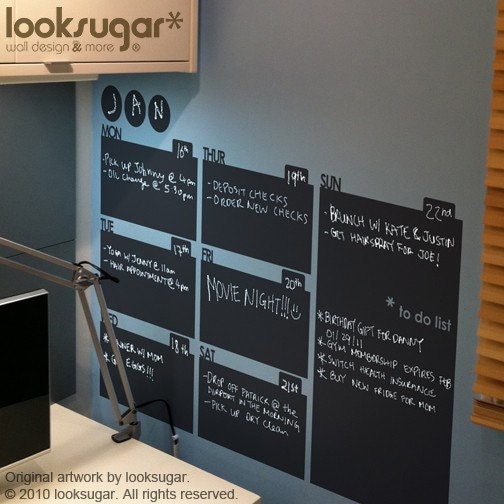 Chalkboard Decal Wall Planner - Wall Calendar for Home / Office - 0020
