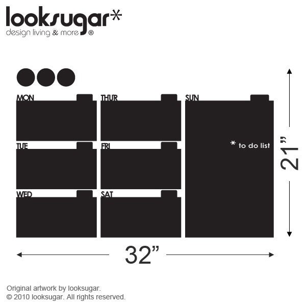 Weekly planner chalkboard wall decal- Vinyl Sticker Modern Contemporary Calendar