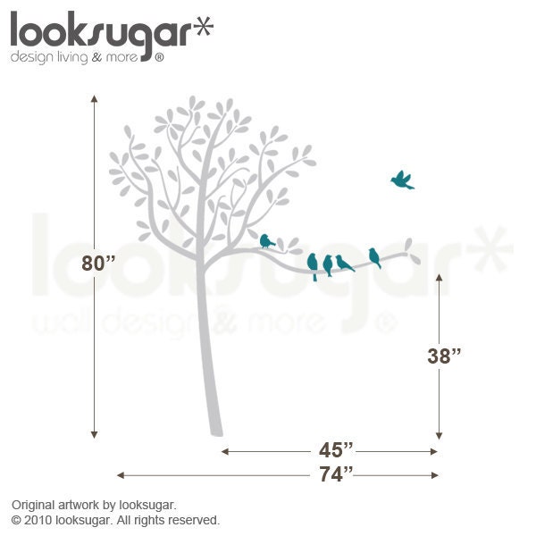 Tree Decal - Bird Tree Wall Decal - Vinyl Wall Stickers - Modern Wall Decal - Children Wall Stickers - Modern Nursery Decor - 0049