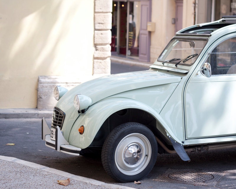French mint retro car photography print 2CV Citroen Provence France Fine Art print Chic home decor wall art pastel poster lifestyle 8x10