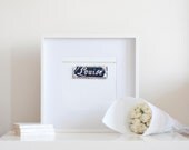 Louise House Typography - France Photo - 16 x 16 - Fine Art Photography print - French retro home decor Wall art white navy Shabby Chic
