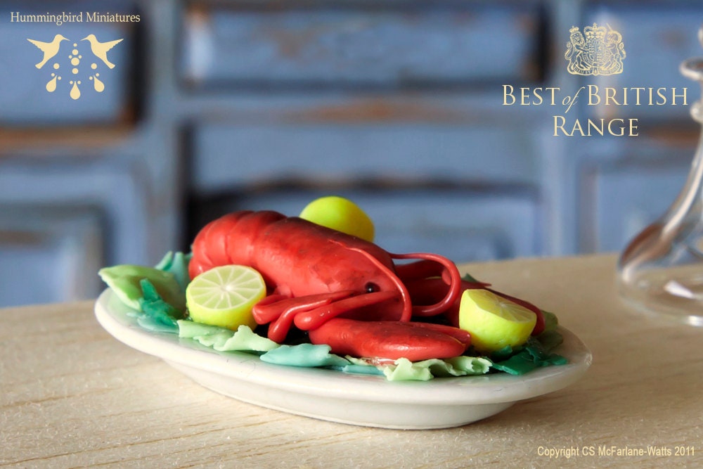 Baked Lobster 1/12 scale dollhouse miniature