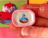 Pink and Blue Pop Art Dish 1/12 scale dollhouse miniature
