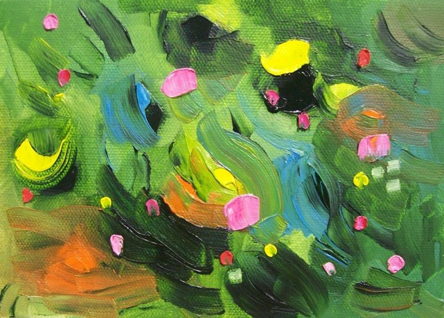 Green Abstract Painting Summertime