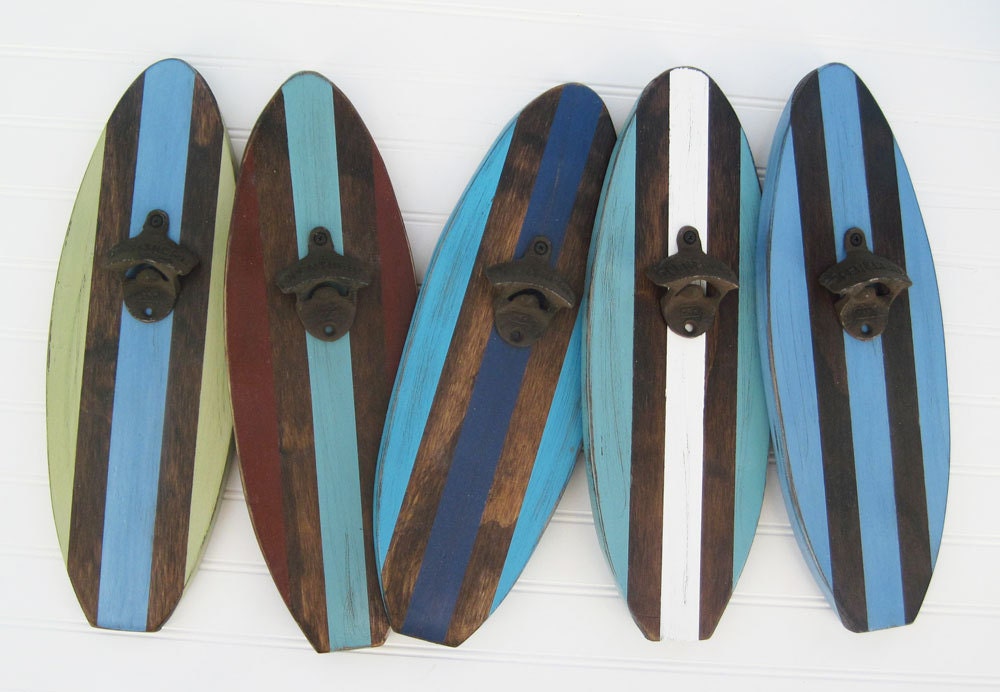 Surboard Wall Mount Bottle Opener you Choose Colors