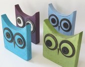 Distressed Green Wood Owl 9x9x2