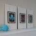 Set of 3 Long White Plank Frames with 5x7 Sea Animals Prints