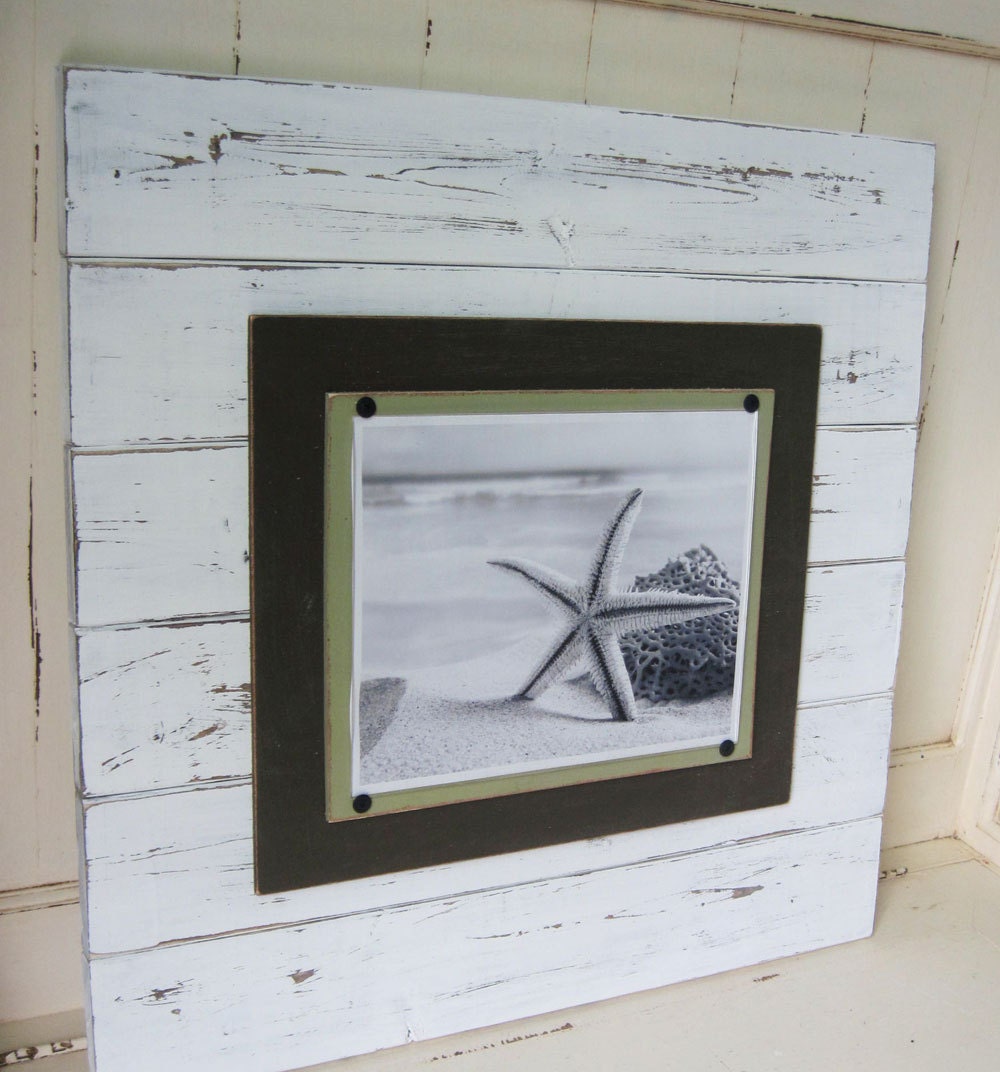 X-tra Large White Distressed 21x21 Plank Frame for 8x10