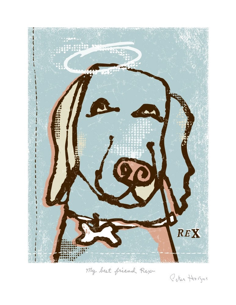 Dog Art Print.  This PRINT personalized with your dog's name.