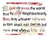 Christian Wall Art Print. John 3:16 Bible Scripture.