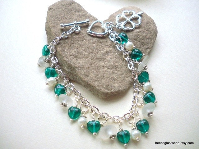 Sea Glass Beach Glass Bracelet Hearts Lake Erie