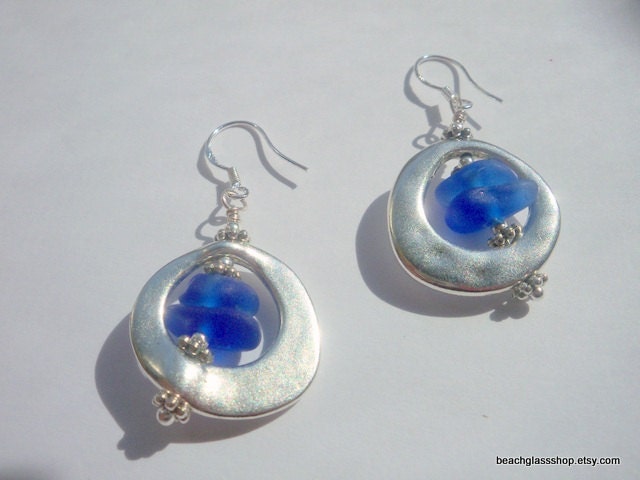 Sea Glass Blue Beachglass Earrings
