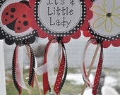 3 Centerpiece Sticks Ladybug Personalized - Birthdays or Baby Showers