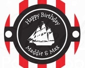 24 Birthday Favor Sticker Labels - Pirate Theme - Personalized - Pirate Party - Pirate Birthday Decorations