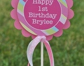 Girl's 1st Birthday Cake Topper - Personalized - Girls Birthday Party Decorations