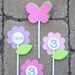 10 Birthday Invitations - Girls 1st Birthday Party - Flower and Butterfly Theme