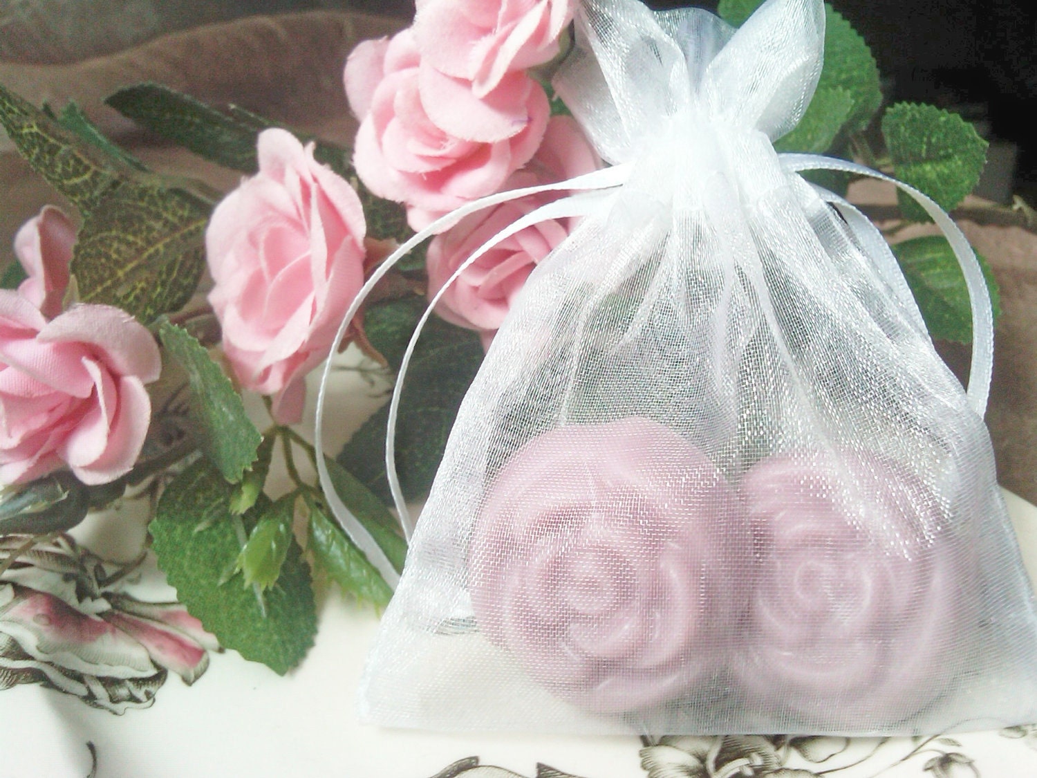 75 Wedding Favors/Bridal Shower - (2) Soy Candle Tarts per bag (75) - Rose Pink - Victorian Garden Classic