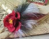 Cruella Deville Gothic Victorian Flowers and Feathers Hair Clip