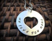 Double Sided Nana Necklace - For Nana - Open Heart - Sterling Silver Nana - Hand Stamped Necklace - We love you Nana