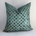 Velvet Pillow Cover / 18 x 18 / Geometric Pattern in Peacock Teal Blue