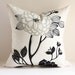 SALE - Black and Grey Floral Pillow Cover / 18x18 / Large Scale Floral on Ivory Background