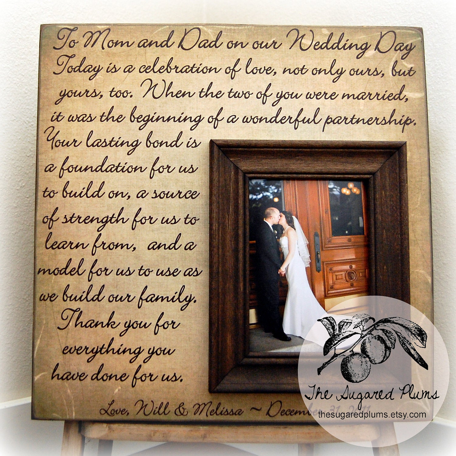 Thank You Parents Wedding Gift Personalized Picture Frame Custom 16x16 TODAY IS a CELEBRATION Anniversary Love Father of Mother of