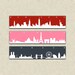 New York Paris London Triptych Canvas Giclee - Red / Pink / Dark Gray and White