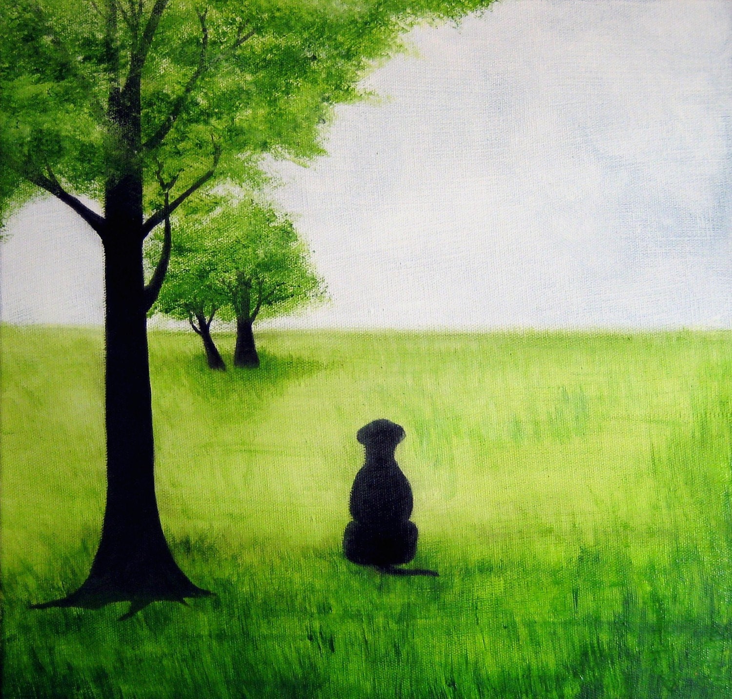 Dog Art- Just Waiting For You To Come Home So I Can Lick Your Whole Face -Signed Fine Art Print -  black lab painting