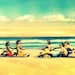 8x10 photograph beach print TUG o WAR 1940s red aqua yellow Florida coastal home decor vintage summer girls beach lover gift