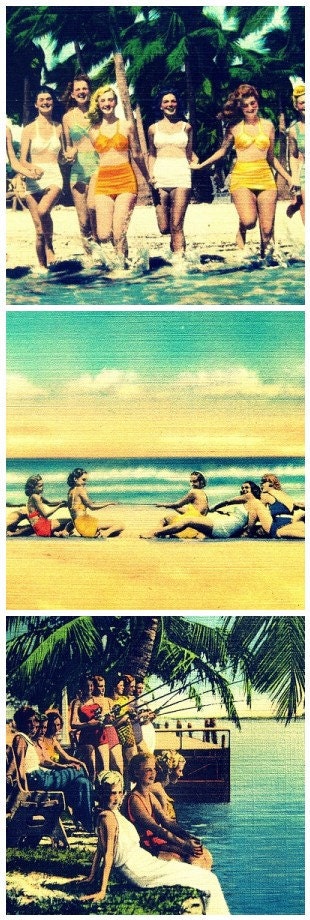 beach photograph GIRLS GIRLS GIRLS16x20 large art photograph summer babes coastal print 1940s beach lover gift Nostalgia