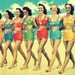 beach photograph BEACH BABES 11x14 print retro decor photo vintage1940s girls red aqua yellow color swimwear wall art beach lover gift
