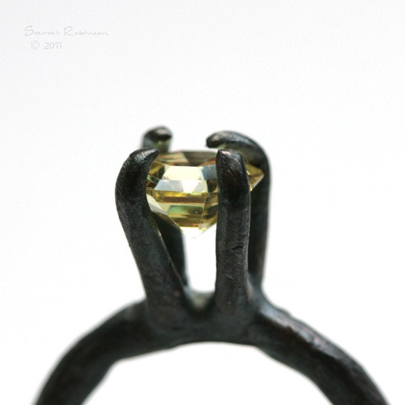 T19 Organic Bezel ring with Yellow Zirconia