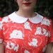SALE - Kittens in Love dress with white peterpan collar size AU10