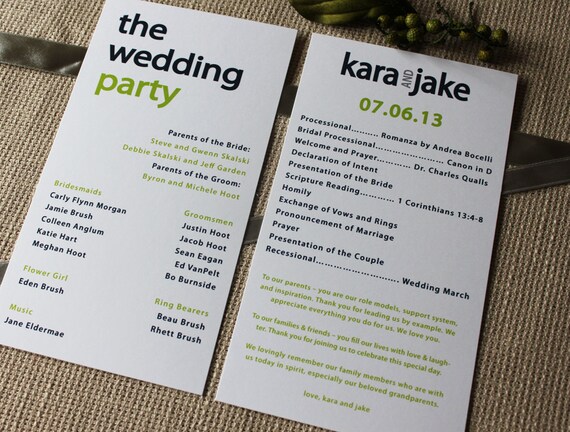 Clean Cut Bliss Wedding Program- customize to match your wedding theme and colors