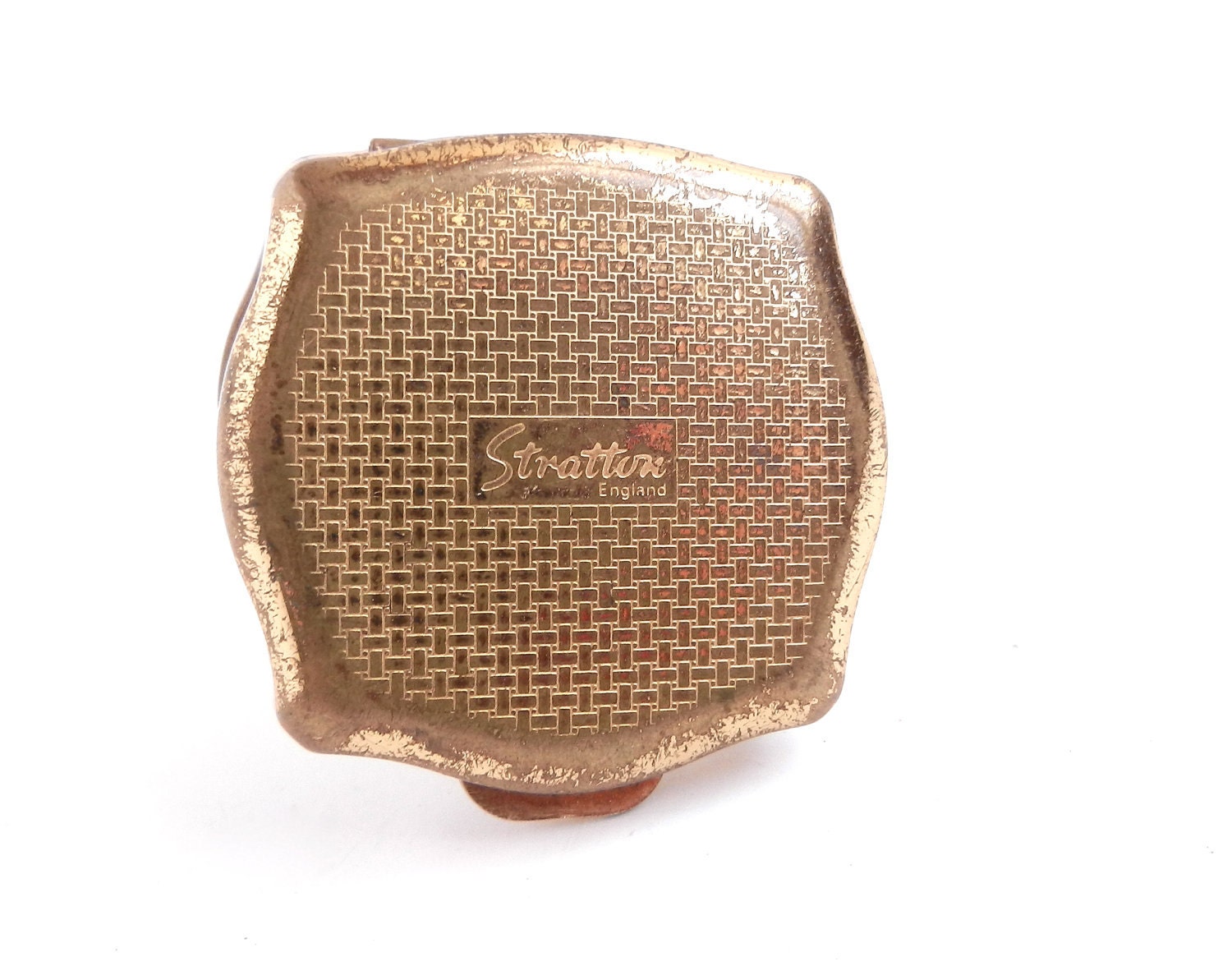Vintage Pill Box - Butterfly Gold Tone Stratton England Container / Gilded Butterfly
