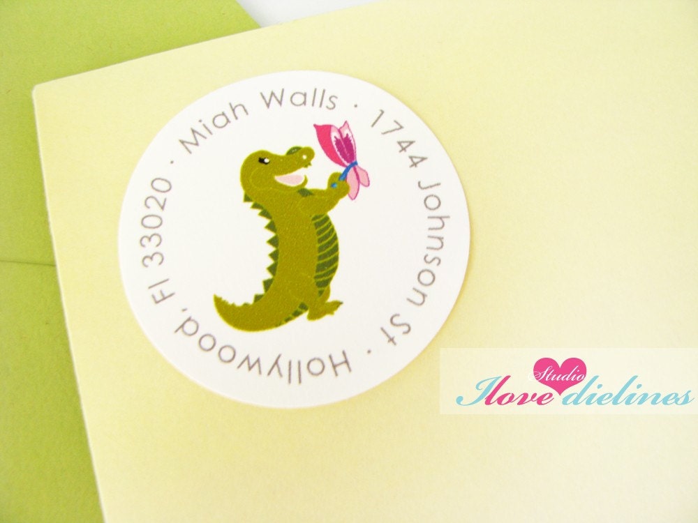 ON SALE - Personalized Alligator and Butterfly Return Address Labels