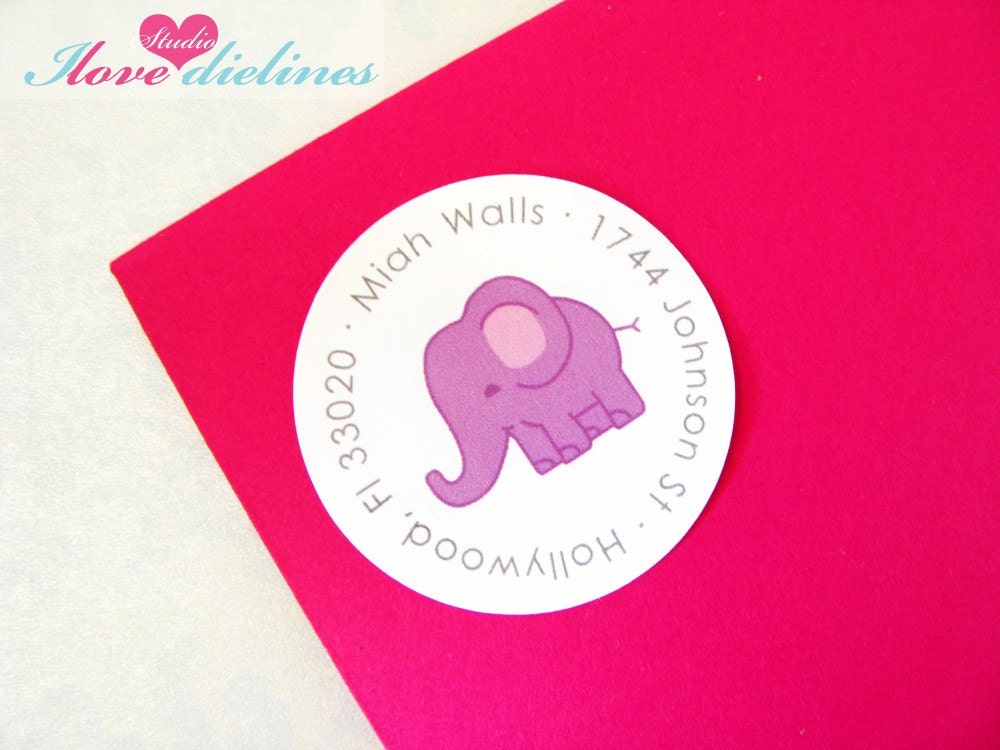 ON SALE - Personalized Baby elephant Return Address Labels