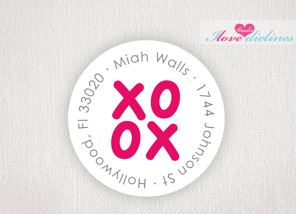 ON SALE - Personalized xoxo (hugs and kisses) Return Address Labels