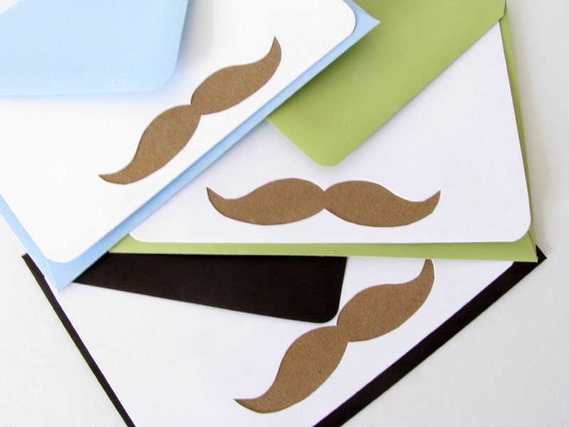 ON SALE - Mustachio DieCut Note Cards - Set of 5