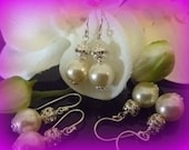 Bridal Earrings Swarovski Pearl Rhinestone in Sterling Silver