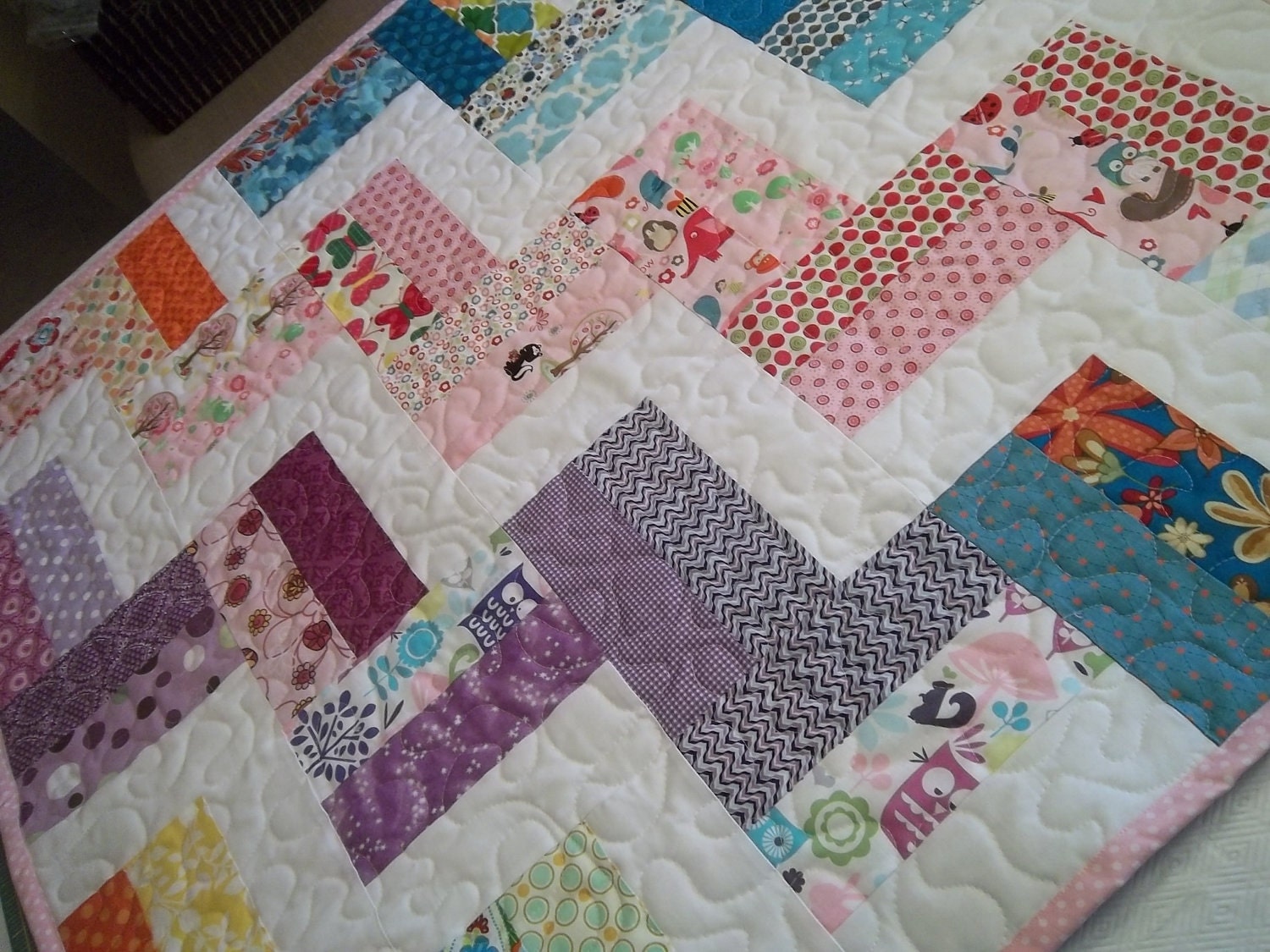Easy Zig Zag Quilt Pattern Tutorial, Baby Quilt Pattern, pdf., Download thru Etsy