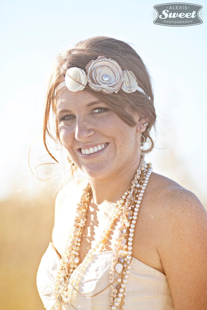 Boho Headband in Champagne and Cream