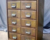 Vintage Metal Drugstore File Cabinet with 12 Drawers / AS FOUND Condition ROUGH / Beautiful Ugly