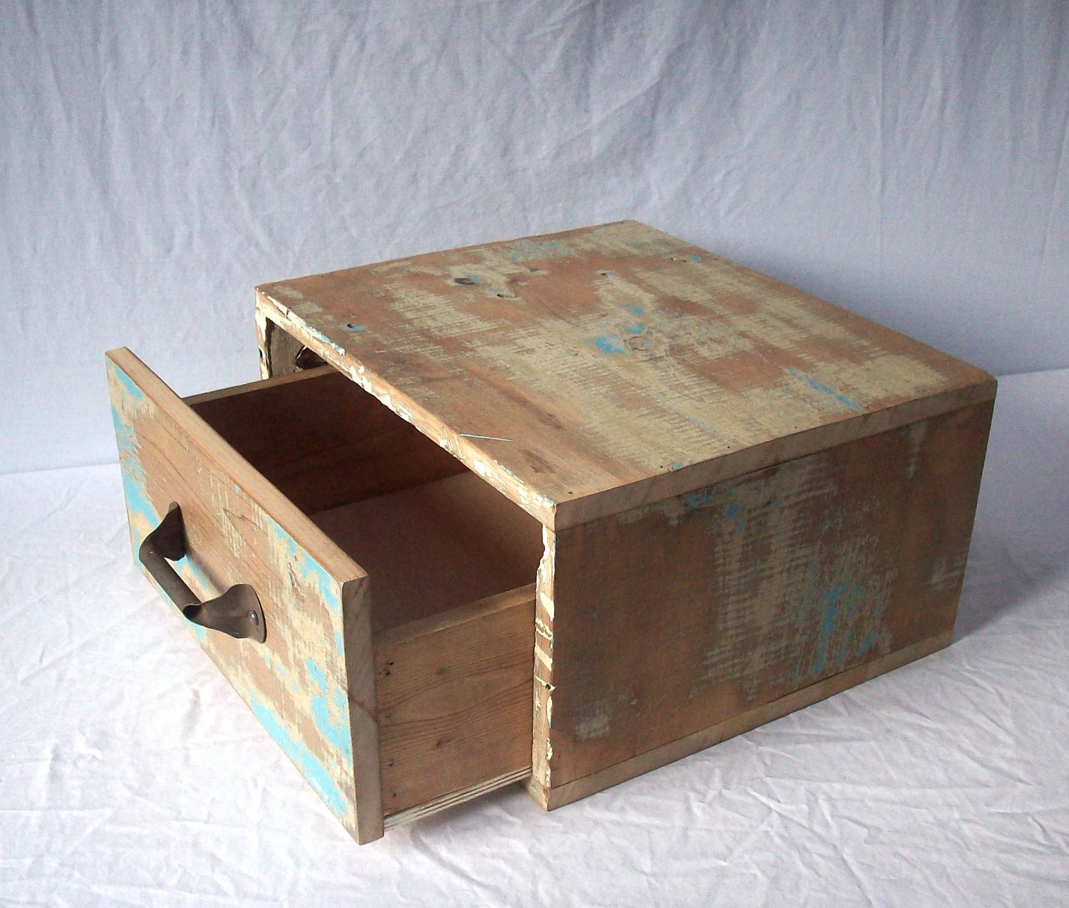 Large Painted Distressed Wood Drawer / Reclaimed Wood / Storage / Vintage / Primitive
