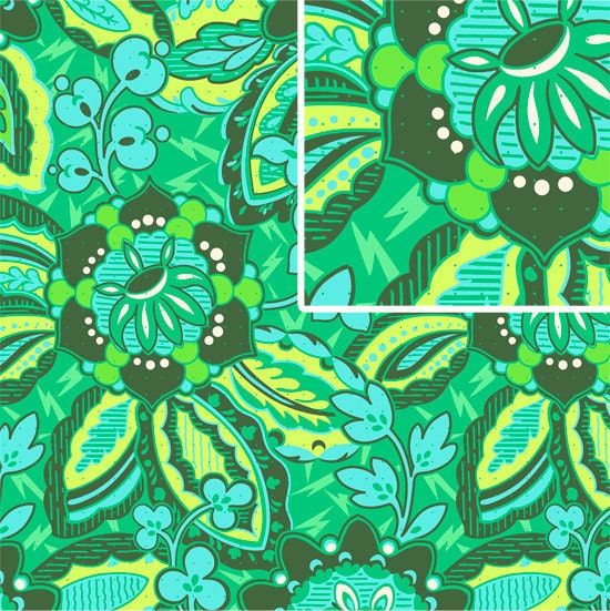 Amy Butler ORGANIC Trailing Orchid in Grass fabric (1 METRE) - Organic Soul