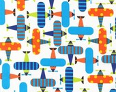 Organic Fabric - Planes in Bright (1 metre) - Ready Set Go by Ann Kelle