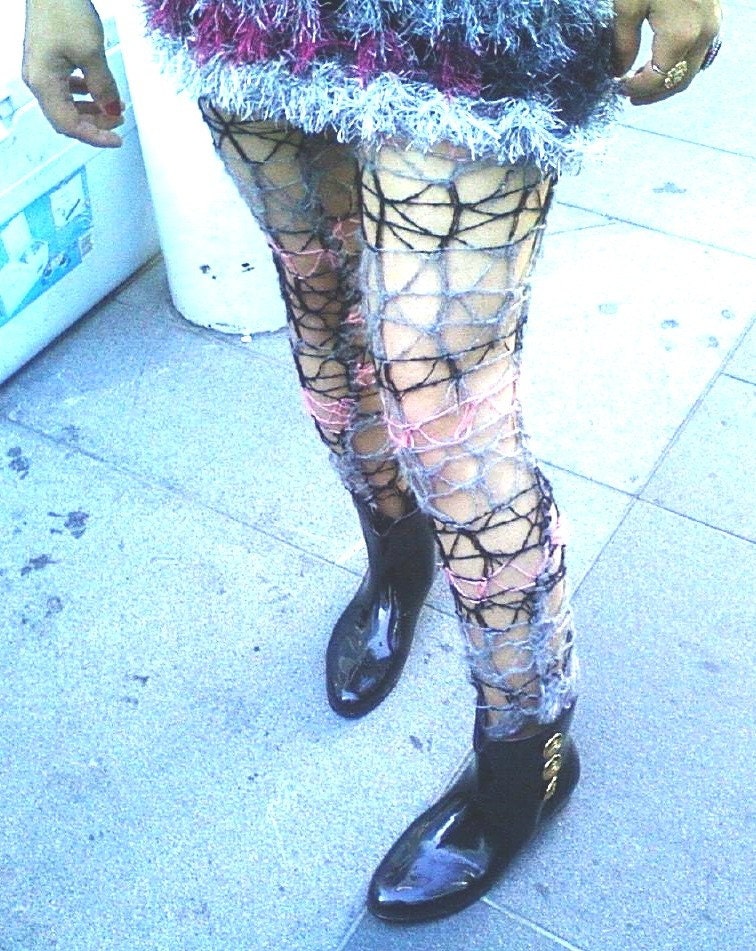 mohair Leggings MAGANDA punk rock mods lolita goth glam handmade knitting big spider web